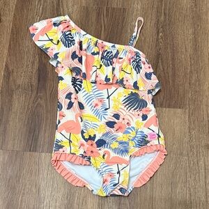 RuffleButts flamingo one piece swimsuit